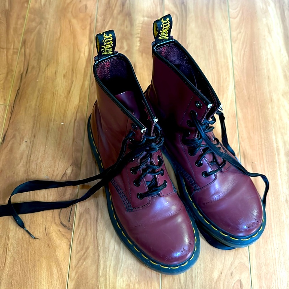 Oxblood burgundy genuine leather doc martens